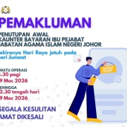 Penutupan Awal Kaunter pada 19 Mac 2026